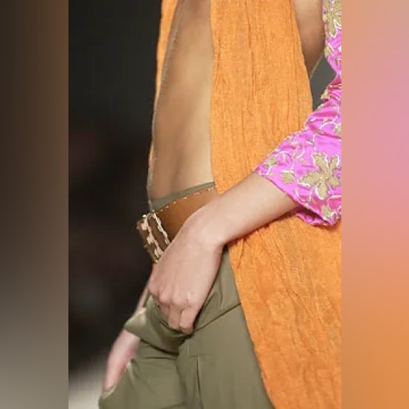 CELINE Vintage Runway Cargo Style Wide Leg Utility Pants Army Green Sz:38/US6 - Picture 3 of 14